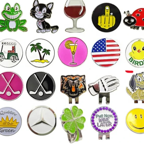 Custom Logo Metal Personalized Golf Ball Marker Magnetic Hat Clip Enamel Metal Magnetic Golf Ball Marker Hat Clip