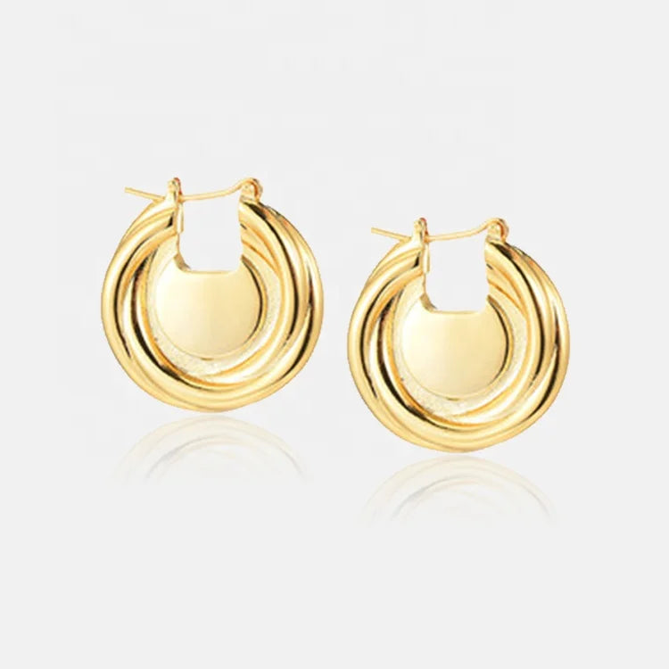 Cold Wind Minimalist Heavy Metal Gold-plated Twisted Circle Geometric Earrings Women