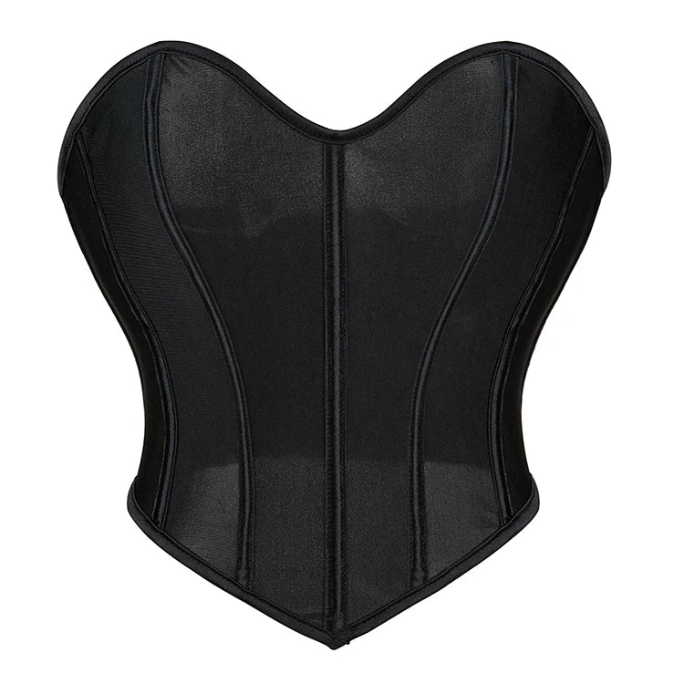Translucent Mesh Corselet Summer Going Out Bustier Crop Top 13 Plastic Bone Overbust Corset