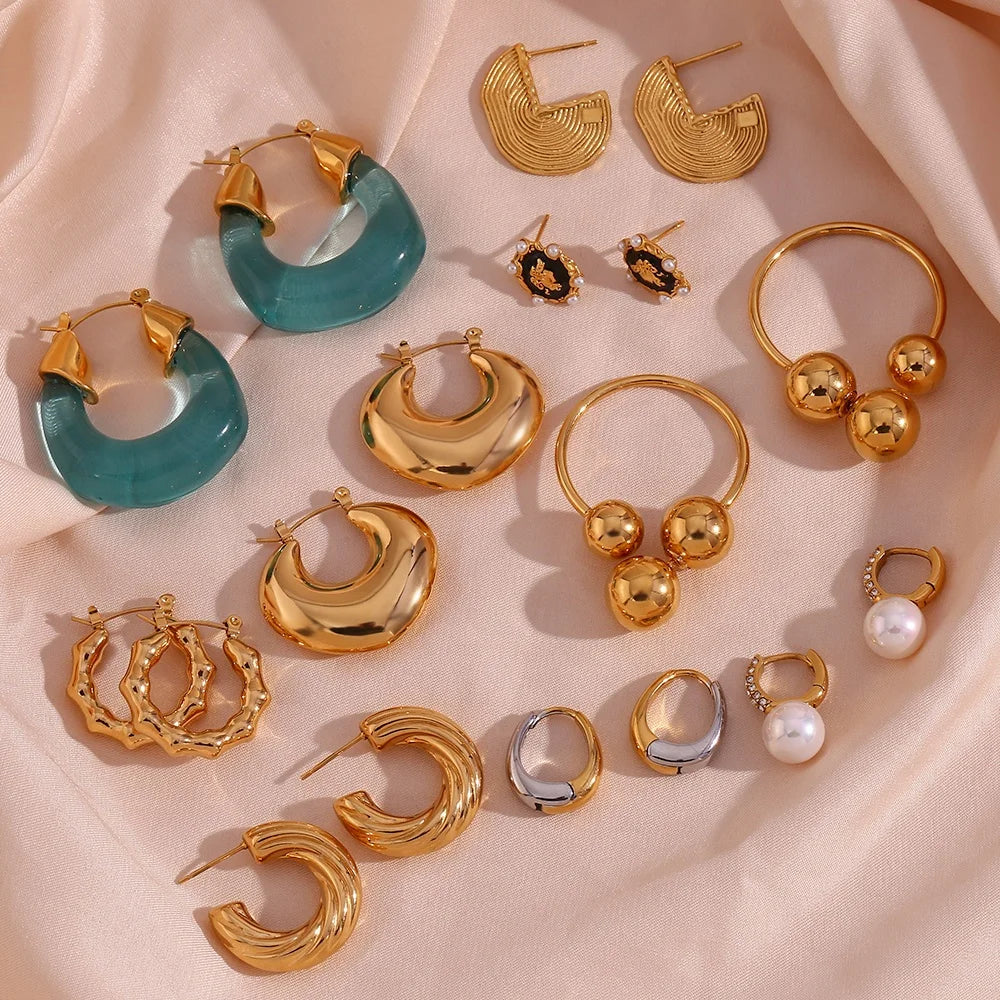 Dreamshow Summer Jewelry Earrings Set for Women Fashion Jewelry Earrings 18k Gold Plated Stainless Steel Jewelry
