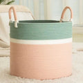 Large Woven Rope Laundry Hamper with Handles Decorative Storage Basket for Bedroom Living Room for Clothes Toys Organization