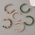 Wholesale Gold Plated Crystal Geometric Drop Earrings Large C-Shaped Hoop with Colored Rhinestone for Women for Weddings Parties