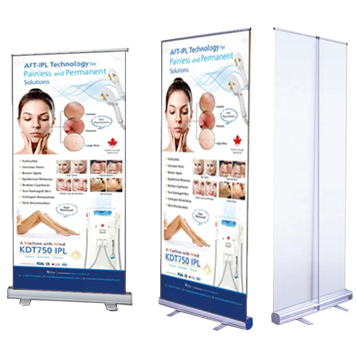 Retractable Rollup Banner Stand Trade Show Display Sign Holder Exhibition Promotion Plastic Structure Well Stand