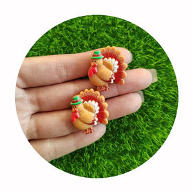Kawaii Easter Resin Charms Mini Chicken Egg Rabbit Turkey Miniature Flat Back Models for Jewelry Making Hair Bow Center Supplies