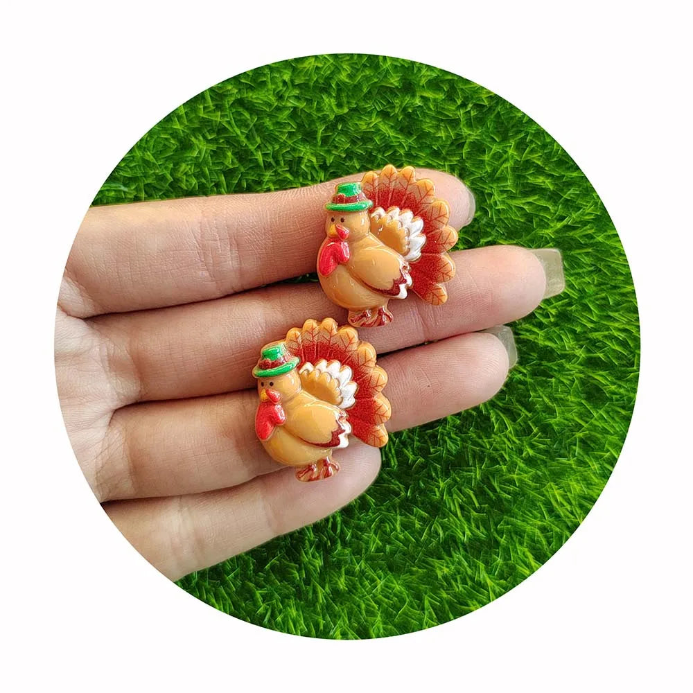 Kawaii Easter Resin Charms Mini Chicken Egg Rabbit Turkey Miniature Flat Back Models for Jewelry Making Hair Bow Center Supplies