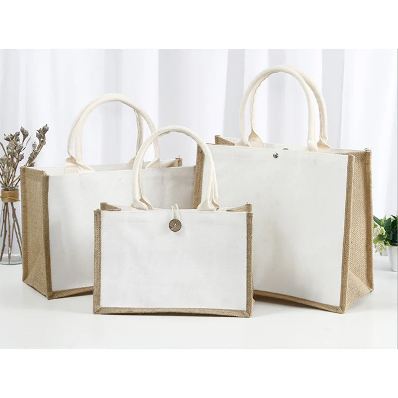 Wholesale Custom Jute Canvas Bag Recycled Cotton Canvas Beach Bag with Custom logo