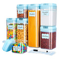 Hot Selling 7-Piece Blue Transparent Food Storage Container Set Household Kitchen Storage Sealed Jar Lid Food Grade Full Set