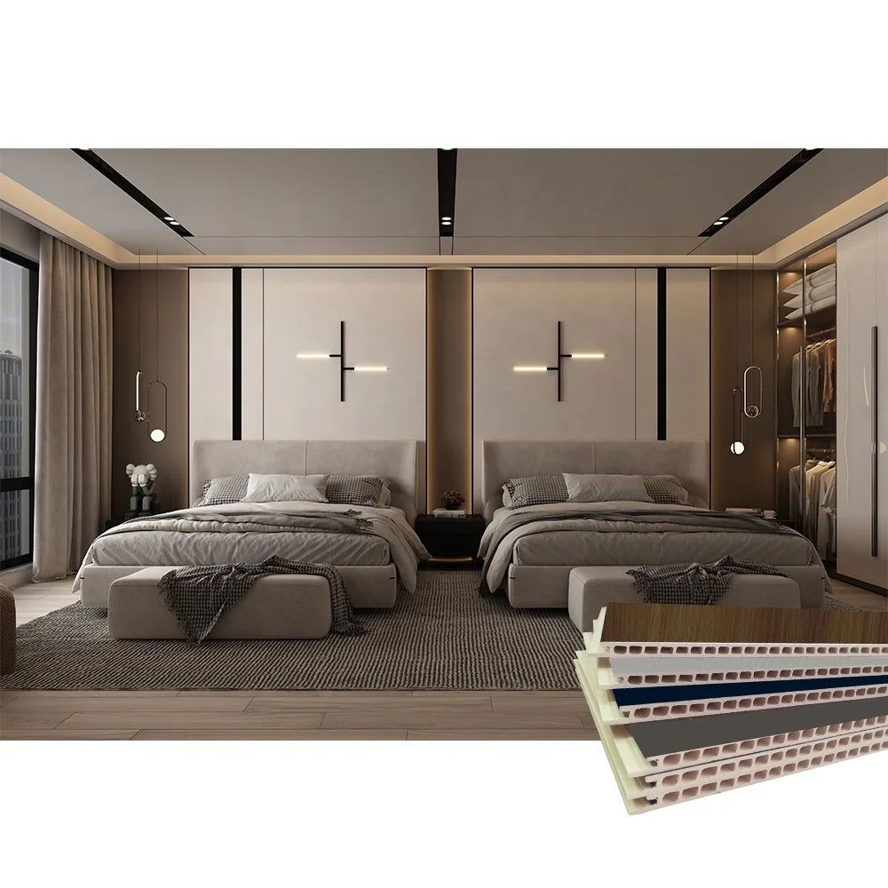 600 800 900 1200 mm Flat Connection WPC Wall Panel for Hotel Bedroom