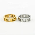 Popular Vintage Lovers Jewelry Stainless Steel Plated Gold Waterproof Roman Numerals Rings for Wedding Band