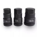 EXPLOIT Industrial Grade 1/2 Inch H6 H8 H10 Air Pneumatic Long Type Drive Ball Hex Bit Socket Impact Black Oxide Finish 3-Year