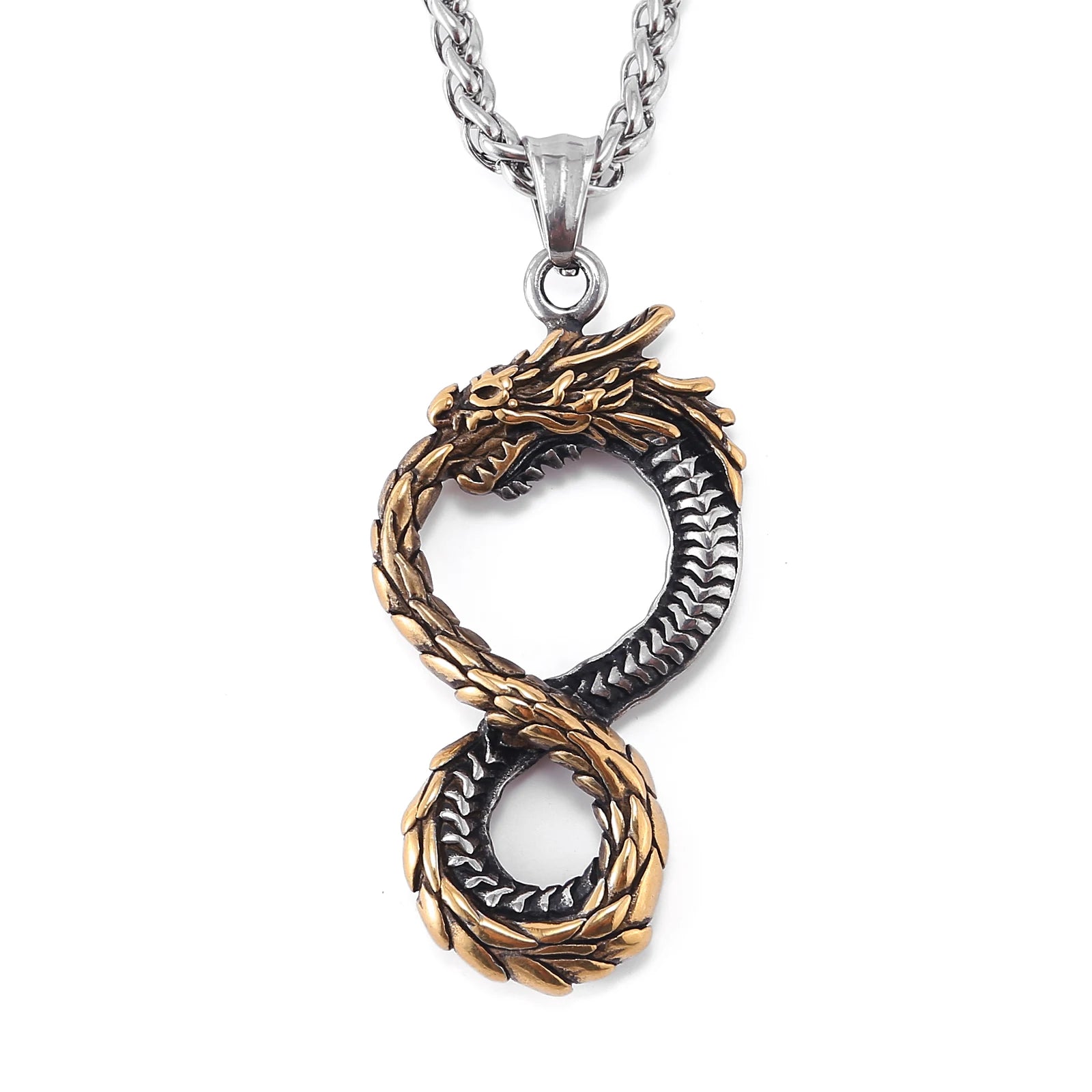 Viking Souvenir Stainless Steel Viking Necklace Men Norse Myth Dragon Pendant Viking Jewelry
