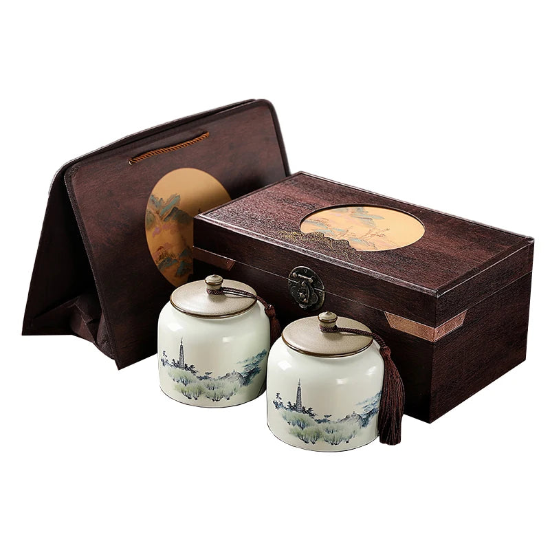 Custom Luxury Candle Cup Gift Set Wooden Box Packaging Custom Ceramic Jar Porcelain Platter Serving Dish for Wood Gift Box