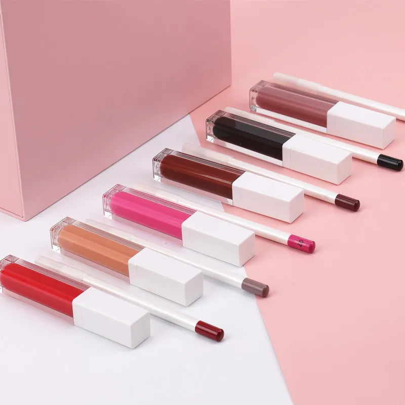 17 Color Lip Liner Lip Glaze Set Lipstick Non-stick Cup Matte 2 Sets Wholesale Matte Lip Gloss with No Labels