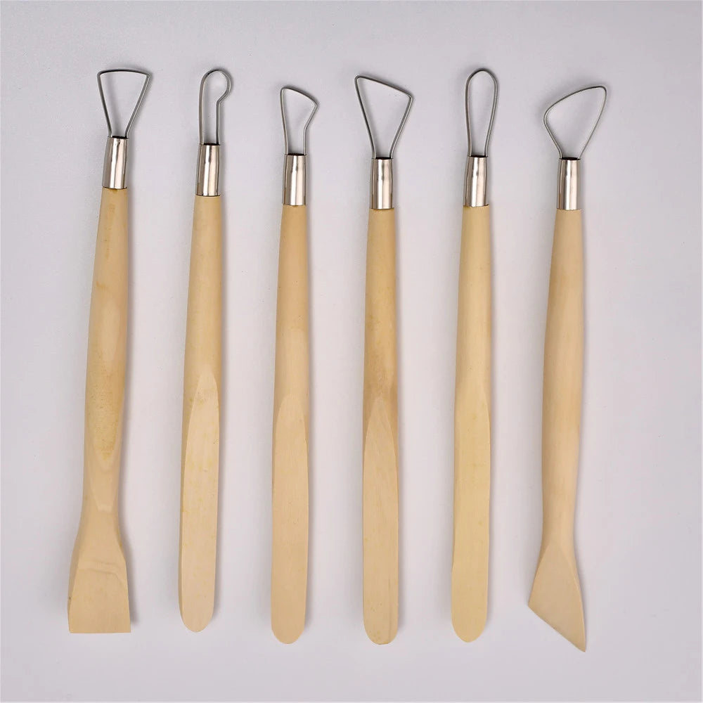 Cpatrick  6pcs 8inch Ribbon Sculpture Cutter Clay Carving Pottery Hand Tool Set for Pottery Class