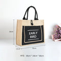 Hot Sale Women's Linen Jute Canvas Tote Bag Customized Print Waterproof Reusable Beach Burlap Handbag Fashionable Shopping Bag