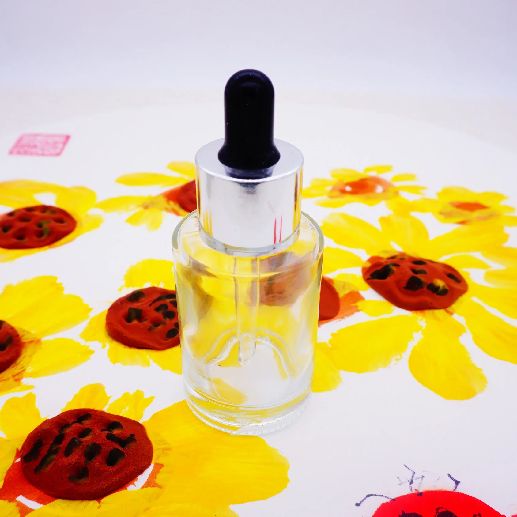Frosted Coloured Flat Shoulder Serum Bottles with Black Dropper Cap