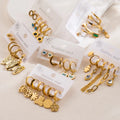 2024 3 Pairs/Set Stainless Steel Gold Plated Heart Earrings Women Tarnish Free Geometric Stud Huggie Hoop Earrings Set Jewelry