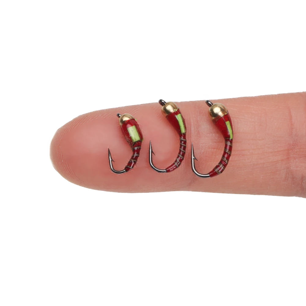 Wholesale Customized Brass Beadhead Peacock Herl Buzzer Fly Ice Fishing Fly Lure Jig Nymph Larve Trout Fly