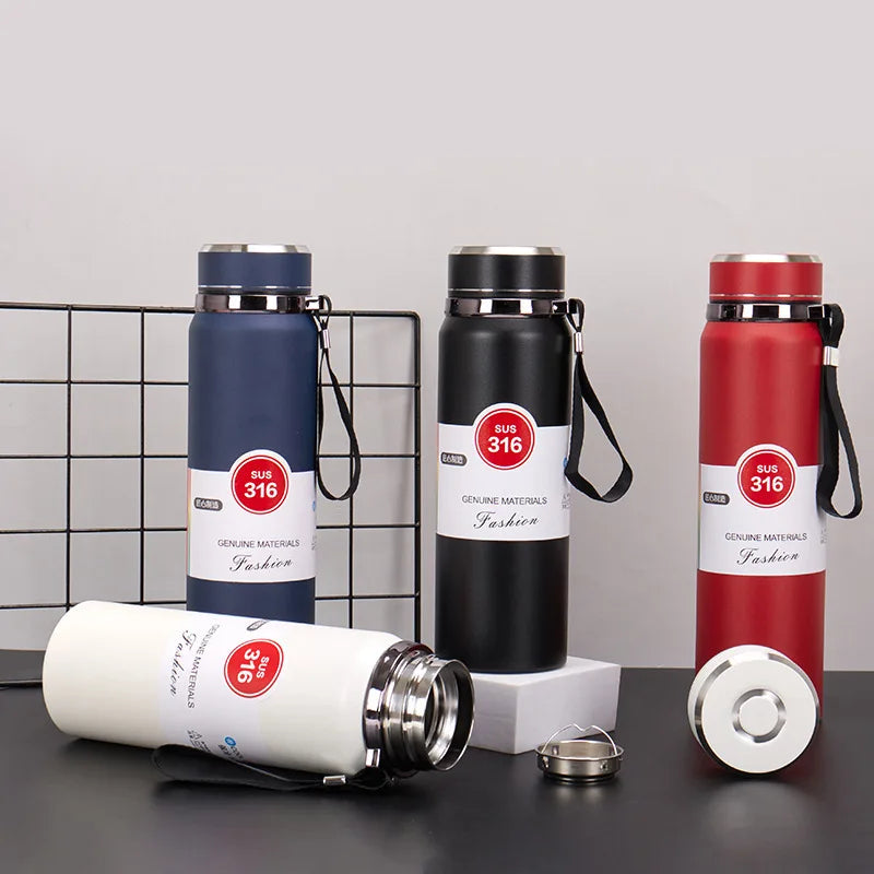 New Vacuum Flasks Thermoses 800ml 1000ml Coffee Thermos Double Wall 316 Stainless Steel Temperature Control Smart Mug with Lid