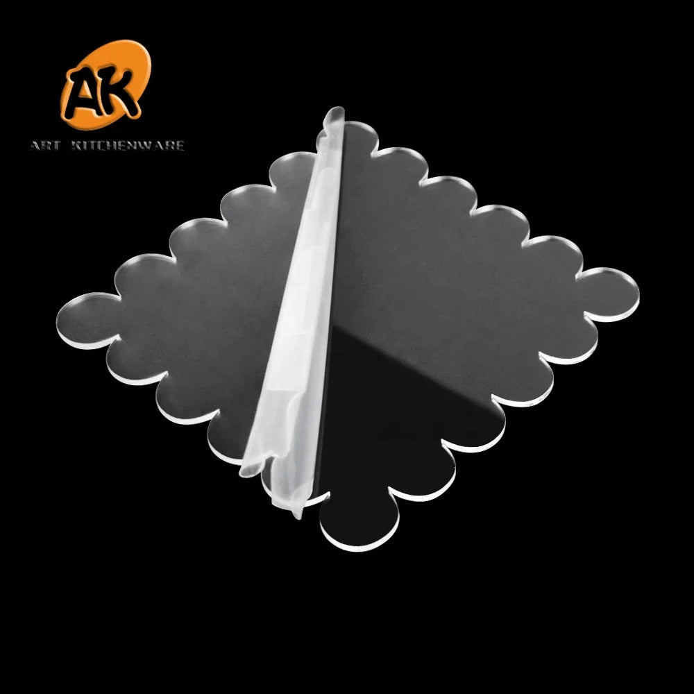 AK 2pcs/set Acrylic Square Shaped Cake Discs Cake Edge Smoother Cream Scraper Wedding Decorating Tools