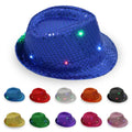 Light up Sequin Cowboy Party Hat with Flashing Colorful LED Lights for Holiday Dance Party Celebrations Adult Girls Costume