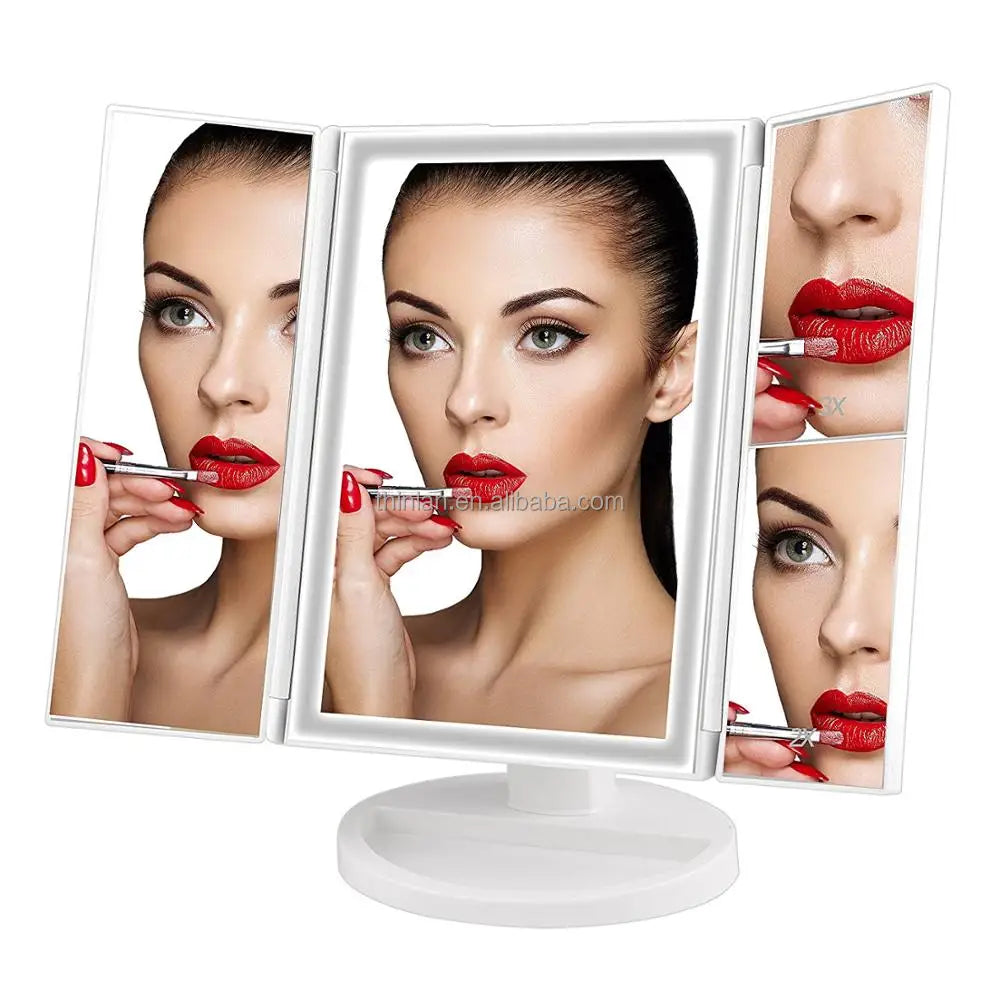 SM241 Hot Sale Makeup Mirrors 36 LED USB Power Portable Plastic Framed Mirrors Folding Table Lighted Makeup Mirror