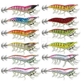 3D Soft Footed Wooden Shrimp Simulation Luminous Squid Hook Octopus Squid Blowing Tube Lure Umbrella Hook Squid Jig Fishing Gear