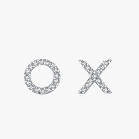 Ailmay 925 Sterling Silver Sparkling Clear Zircon Letter Luxury Stud Earrings for Women Wedding Engagement Fine Jewelry