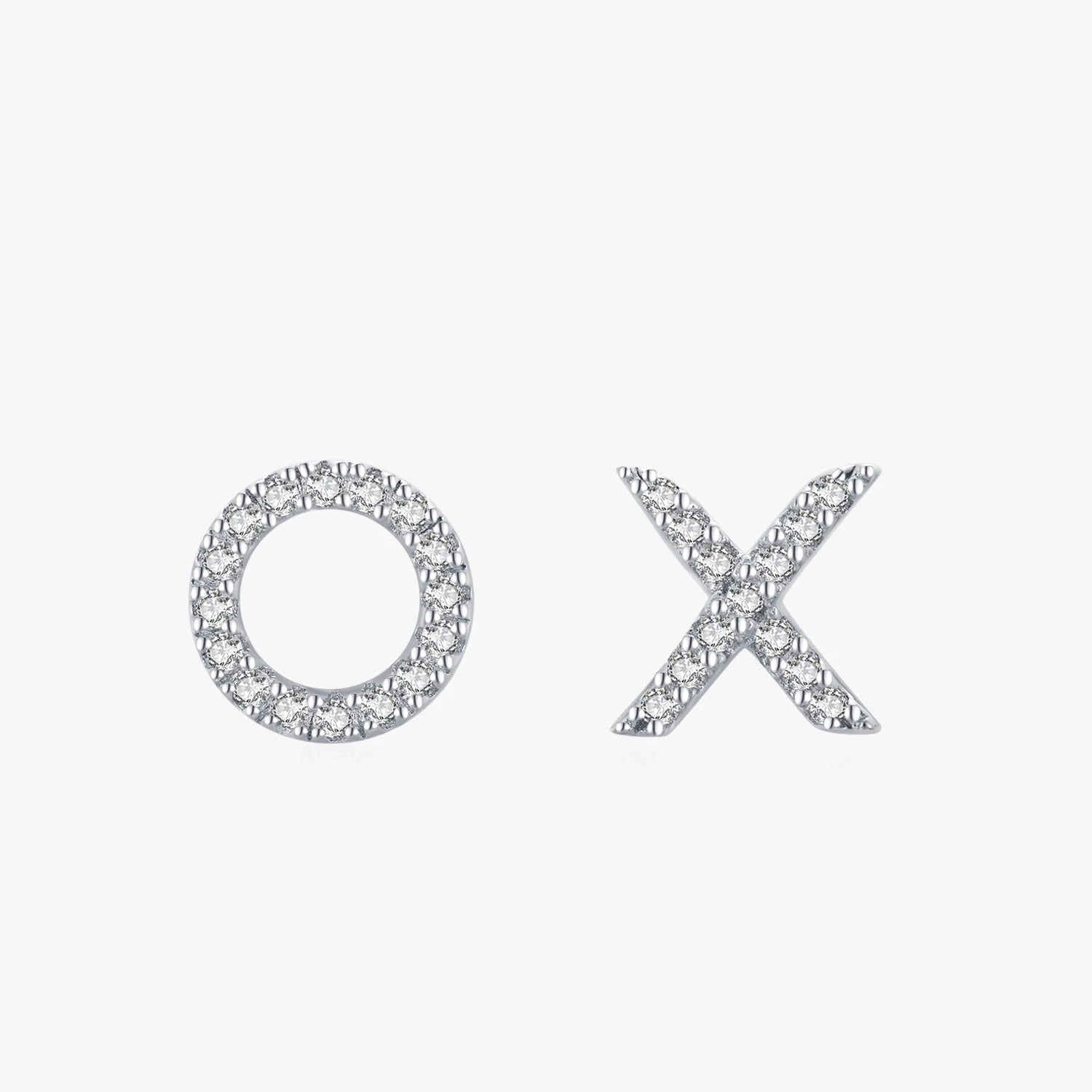 Ailmay 925 Sterling Silver Sparkling Clear Zircon Letter Luxury Stud Earrings for Women Wedding Engagement Fine Jewelry