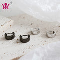 EB1056 Authentic 925 Sterling Silver Small Huggie Hoop Earrings Trendy Black and Silver Color for Party or Gift for Women