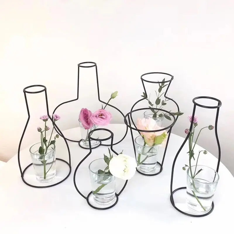 DREA Iron Line Table Flower Vases Nordic Decoration Home Metal Plant Holder Flower Vase for Home Decor