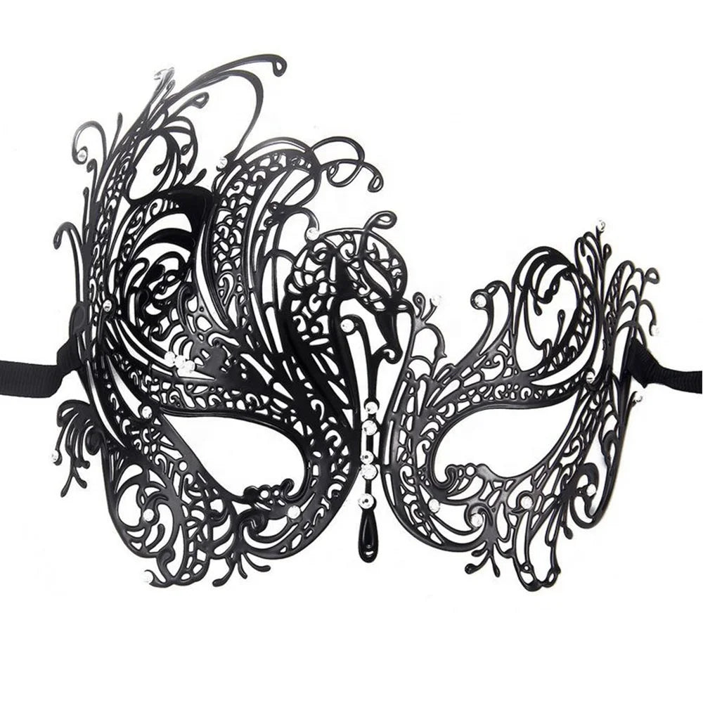 Dropshipping Venetian Masquerade Black Women Shiny Rhinestone Eye Party Masks Carnival Ball Prom Masks