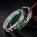 New Arrival Classic 925 Sterling Silver Retro Bangle Bracelet Natural Stone Inlaid Chalcedony Women's Bracelet