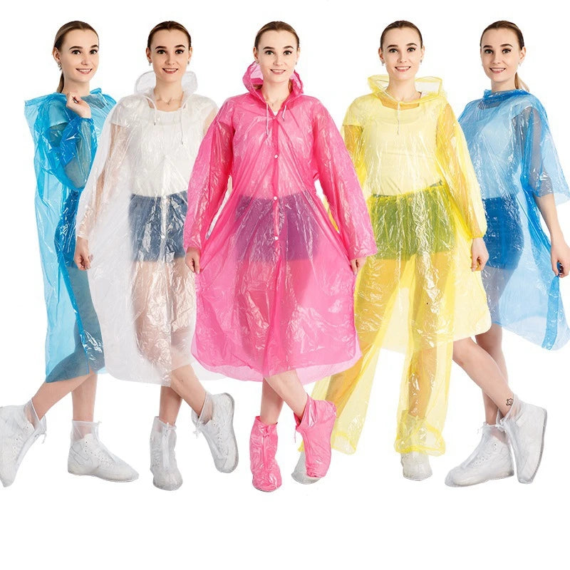 Fashionable PE Disposable Raincoat Thickened Scenic Drifting Outdoor Portable Disposable Rain Poncho