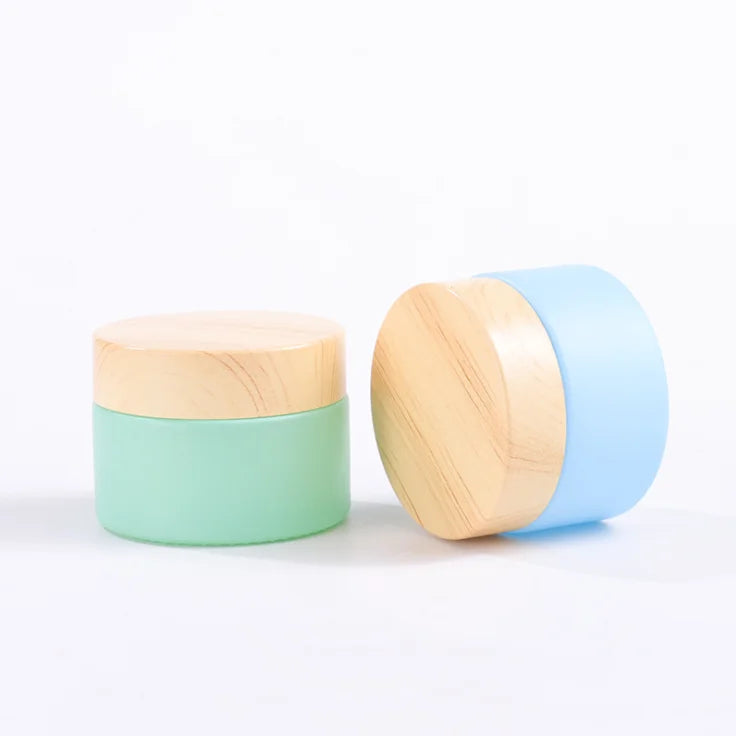 Custom Painted New Color Cosmetic Glass Jars 30g 1oz Skincare pink Blue Green Frosted Cosmetics Cream Jar