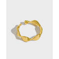 Minimalist 18K Gold Plated 925 Sterling Silver Twisted Band Adjustable Finger Ring for Women Girls