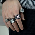 2025 Cross-border Hot Sale Fashion New Couple Punk Rings Multi-color Optional Creative Finger Watch Rings for Women Man