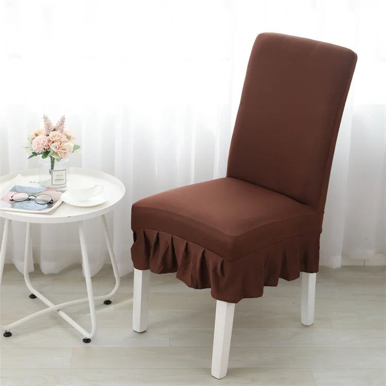Reador Retailer Universal Stretch Spandex Office Brown Dining Chair Covers with Frills