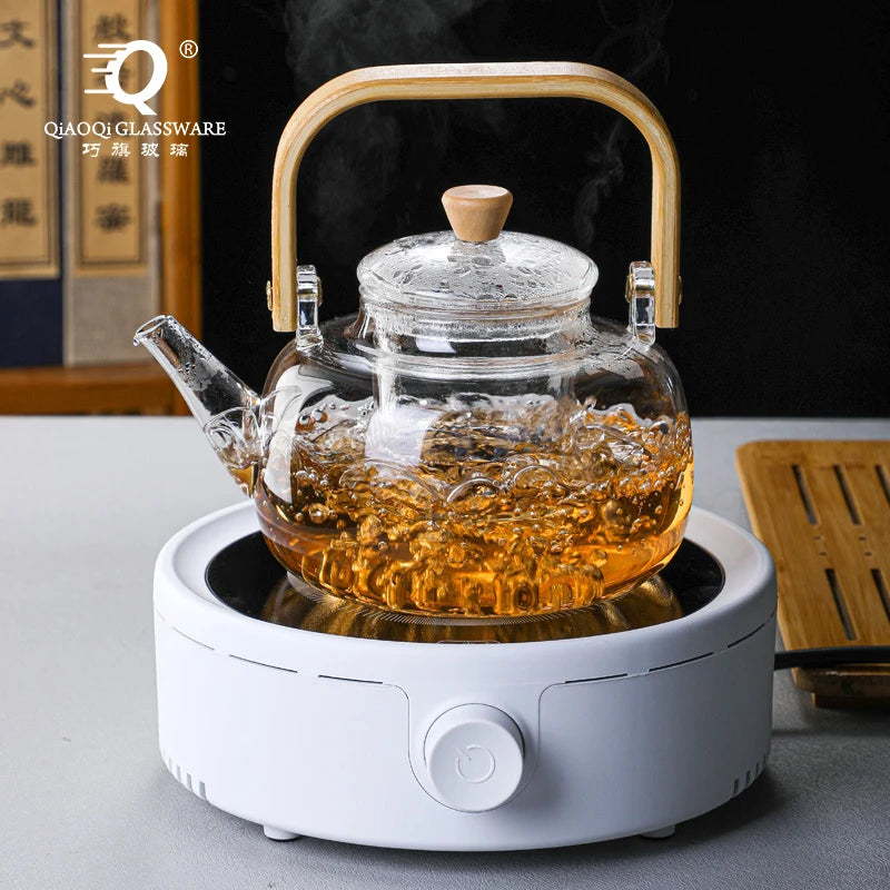 30oz Glass Tea Kettle and Tea Pot Maker Glass Teapot With Removable Loose Tea Infuser Stovetop Safe Glass Teapot
