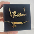 QIUHAN OEM Personalized Letter Name Stainless Steel Crow  Name Jewelry Set for Kid