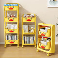 Yellow Duck Trolley Bookcase Multi-Layer Movable Storage Rack for Living Room Bedroom Hotels Bathrooms Gyms Warehouses Plastic