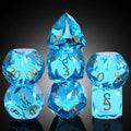 7pc Polyhedral Square Blue 16mm Dungeons & Dragons Dice Set RPG Board Game | Premium Durable Glass Gift Box