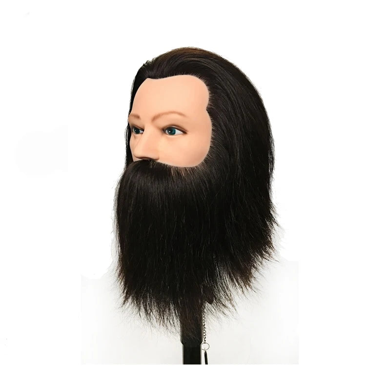 100% Human Hair Doll Male Hair Mannequin Heads With BeardNatural Hair Training Head Mannequin for Sale