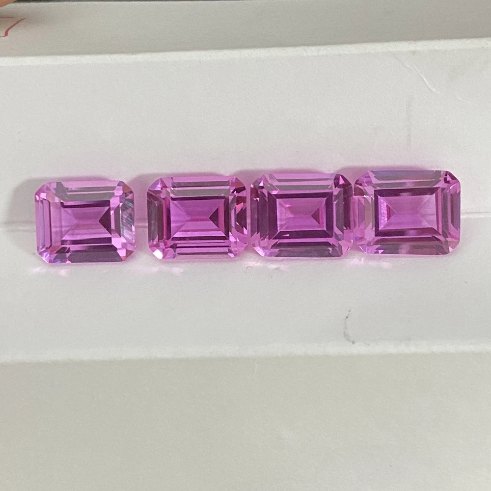 5x7-12x16mm Emerald Cut 2# Pink Corundum Stone Synthetic Sapphire Gemstone