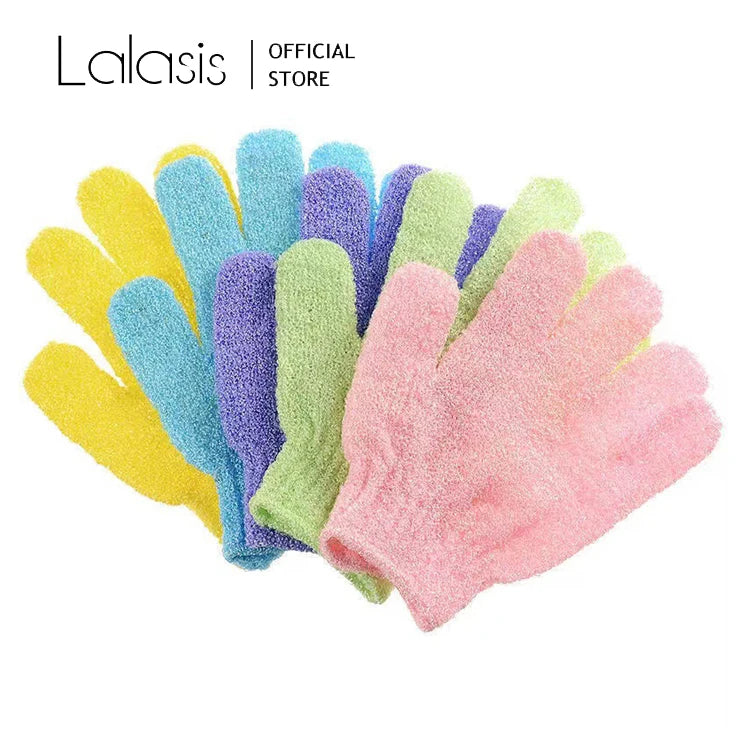 Lalasis 100% Nylon Exfoliating Bath Gloves Double Sided Beauty Spa Massage Skin Shower Scrubber Bathing Gloves