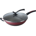 Wholesale 32cm/34cm Honeycomb Non Stick Wok With Handle and Upright Glass Cover