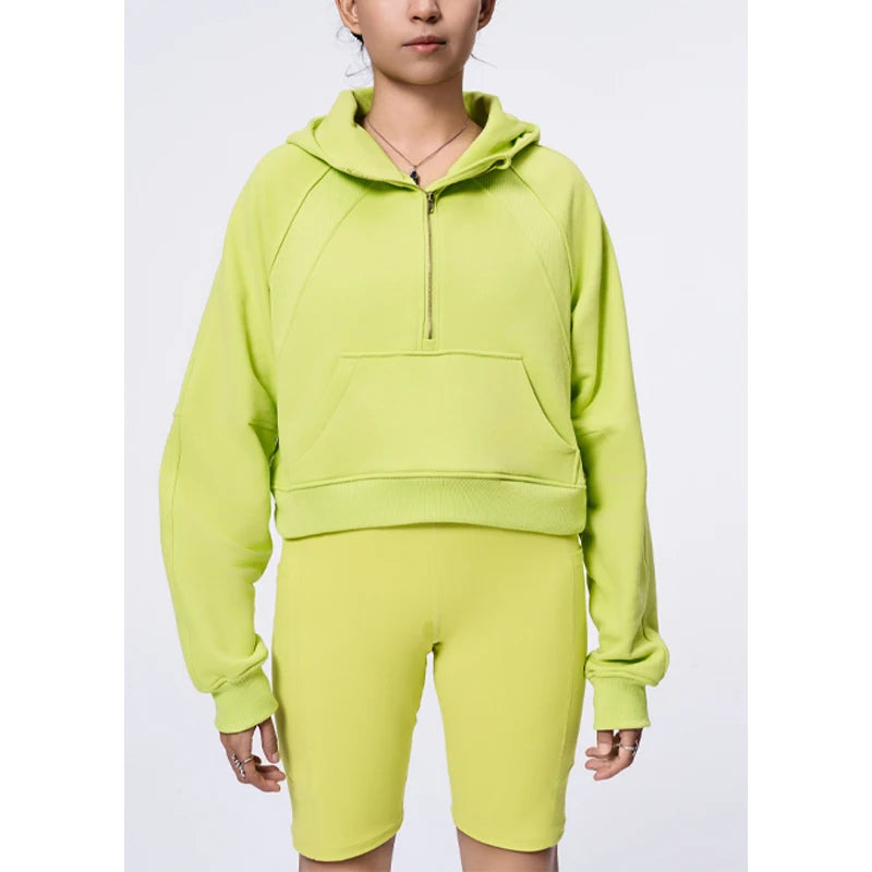 Wholesale Women Clothing Custom logo Hooded Sweatshirt Oversized Fleece Half Zip Pullover Hoodie for Ladies