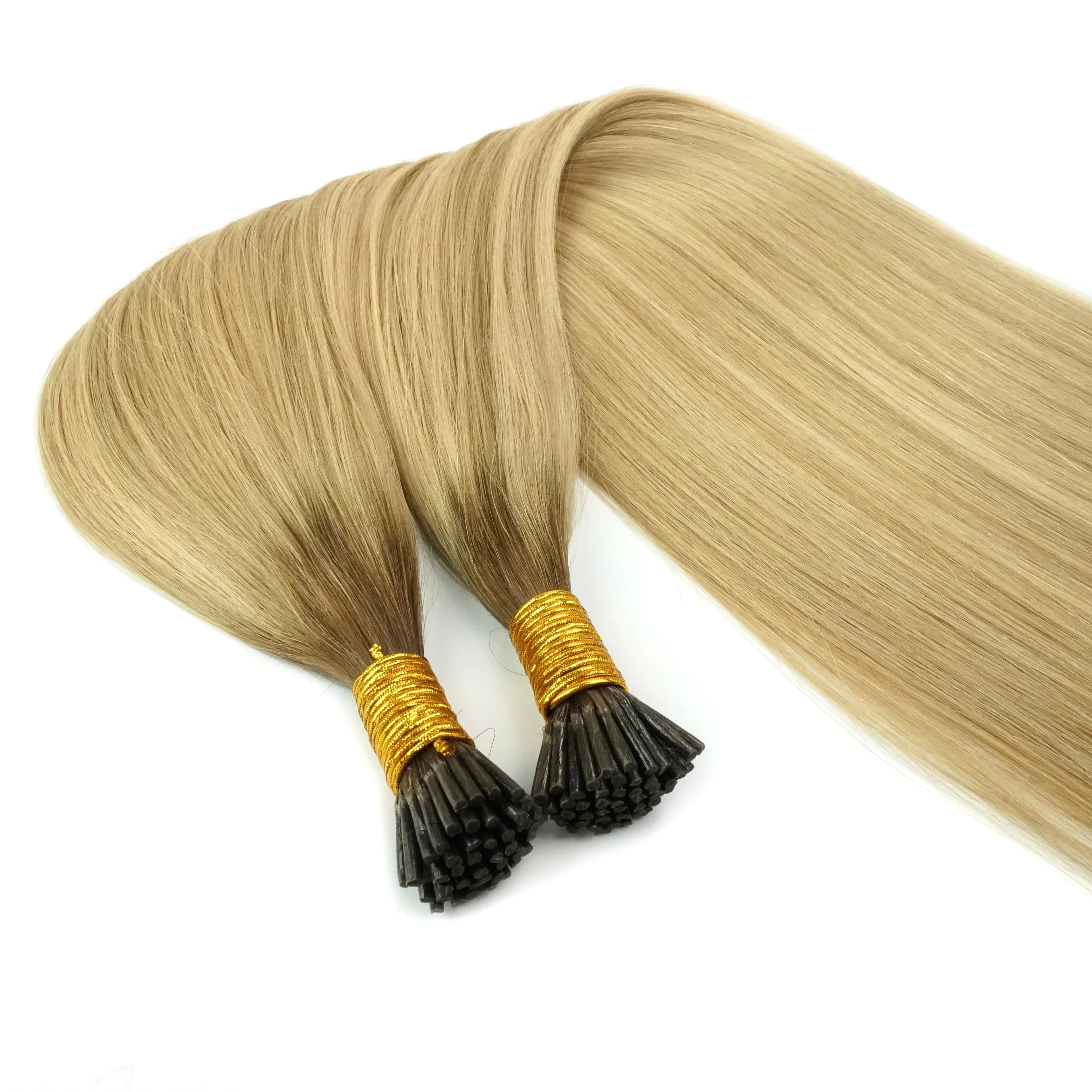 Top Selling Unprocessed Double Drawn Balayage Russian Remy Hair Extension Keratin I Tip Hair 100g Machine Double Weft Perm No