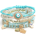 JC Crystal Bohemia Fashion Wholesale Handmade Beads Bracelets Women Multi-layer Evil Eye Bracelets