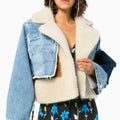 Cashmere Denim Splicing Coat Winter New Wool Liner Thickened Cotton Short Jacket